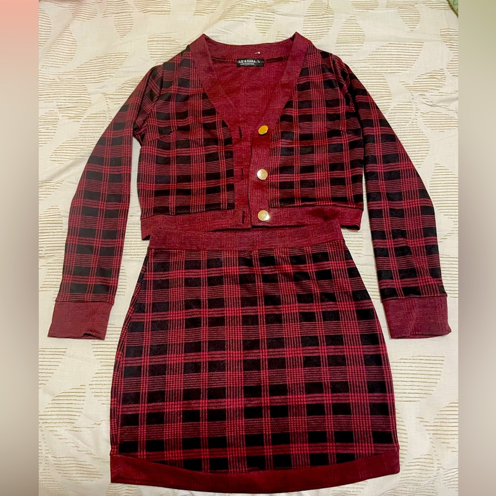 Matching Plaid Top/Skirt Size:Large Brand:Liz and Sara